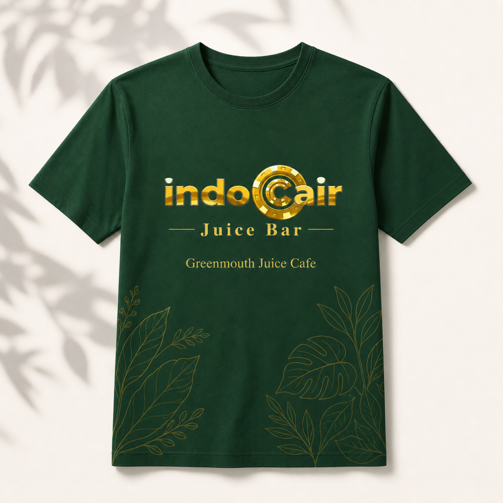 Greenmouth dan IndoCair Juice Bar T-shirt hijau