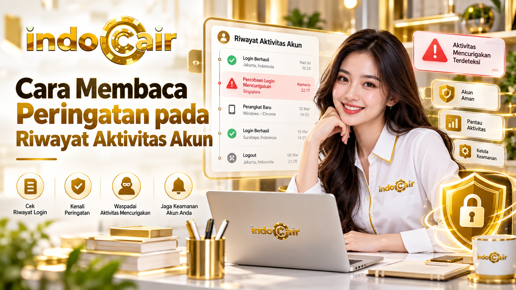 Ilustrasi membaca peringatan pada riwayat aktivitas akun INDOCAIR